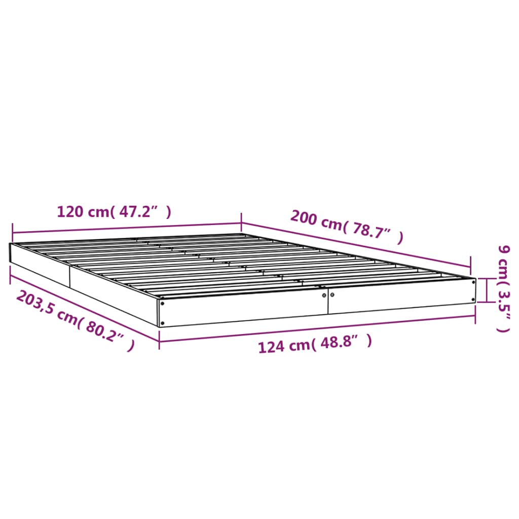 Estrutura de cama 120x200 cm pinho maciço castanho mel