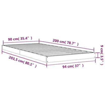 Estrutura de cama 90x200 cm madeira de pinho maciça branco