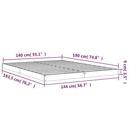 Estrutura de cama 140x190 cm madeira de pinho maciça cinzento