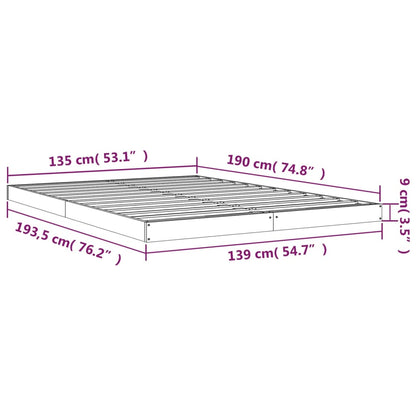 Estrutura de cama de casal 135x190 cm pinho maciço branco