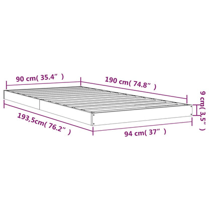 Estrutura de cama de solteiro 90x190 cm pinho maciço