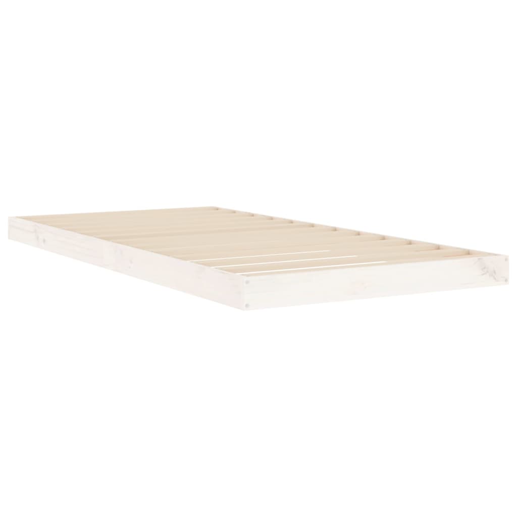 Estrutura de cama de solteiro 90x190 cm pinho maciço branco