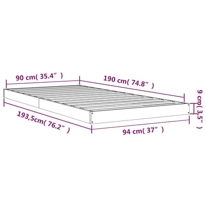 Estrutura de cama de solteiro 90x190 cm pinho maciço branco