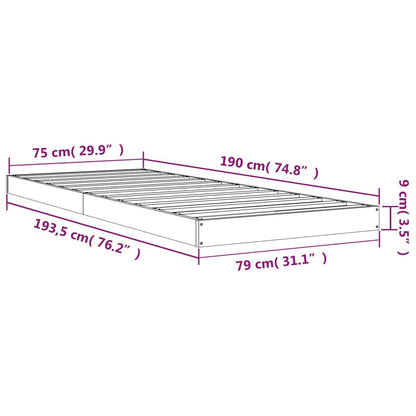 Estrutura de cama de solteiro pequena 75x190 cm pinho maciço