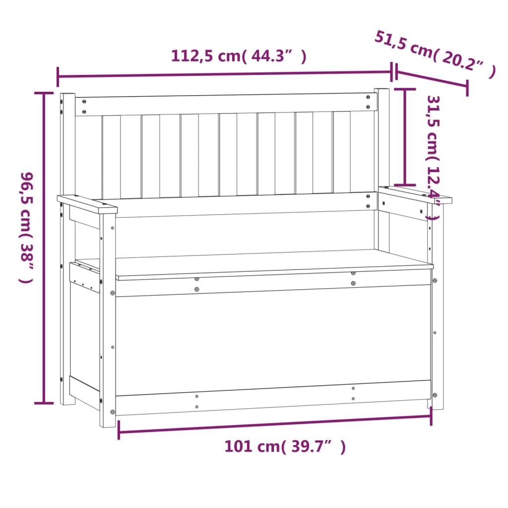 Banco 112,5x51,5x96,5 cm madeira de pinho maciça branco