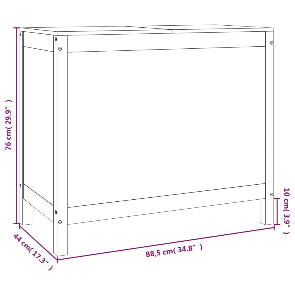 Cesto para Roupa Tone - 88,5x44x76 cm madeira de pinho maciça branco