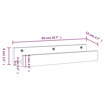 Prateleiras de parede 2 pcs 50x12x9 cm pinho maciço branco