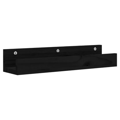 Prateleiras de parede 2 pcs 50x12x9 cm pinho maciço preto