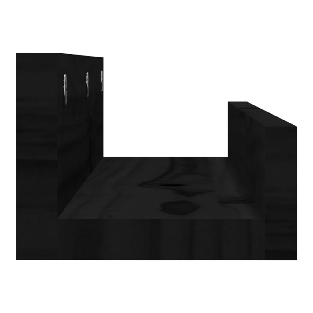 Prateleiras de parede 2 pcs 50x12x9 cm pinho maciço preto