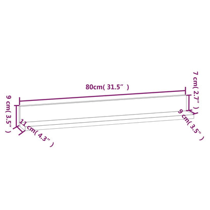 Prateleiras de parede 2 pcs 80x11x9cm pinho maciço castanho-mel