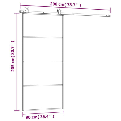 Porta deslizante c/ conj. ferragens 90x205cm vidro ESG/alumínio