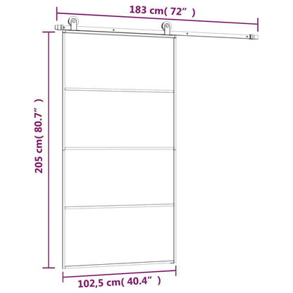 Porta desliz. c/ conj. ferragens 102,5x205cm vidro ESG/alumínio