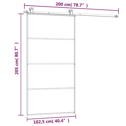 Porta desliz. c/ conj. ferragens 102,5x205cm vidro ESG/alumínio