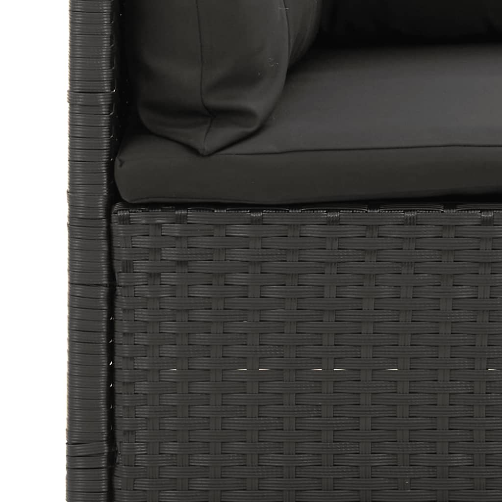 4 pcs conjunto lounge de jardim c/ almofadões vime PE preto