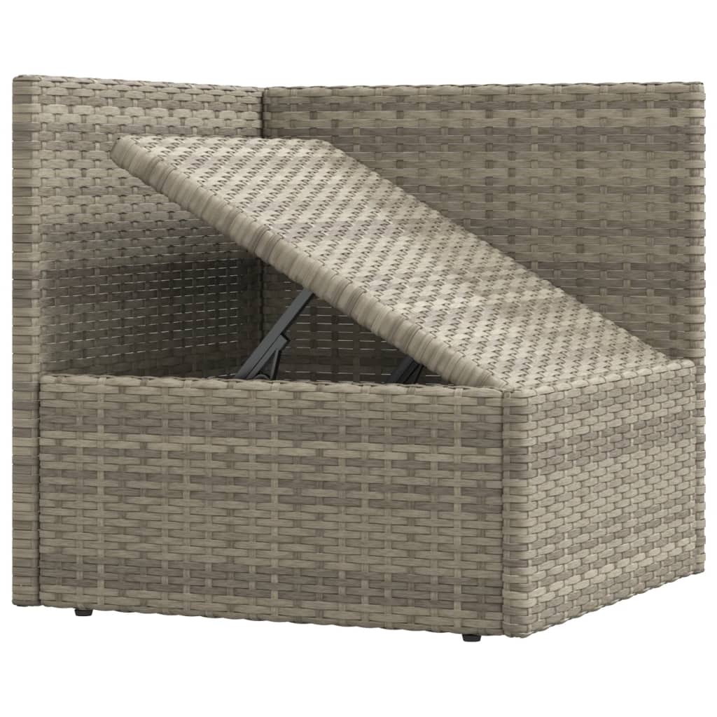 3 pcs conjunto lounge de jardim c/ almofadões vime PE cinzento