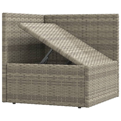 3 pcs conjunto lounge de jardim c/ almofadões vime PE cinzento