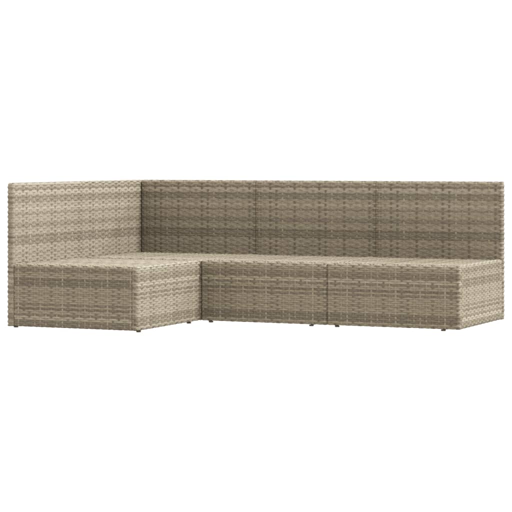 4 pcs conjunto lounge de jardim c/ almofadões vime PE cinzento