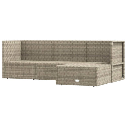 4 pcs conjunto lounge de jardim c/ almofadões vime PE cinzento