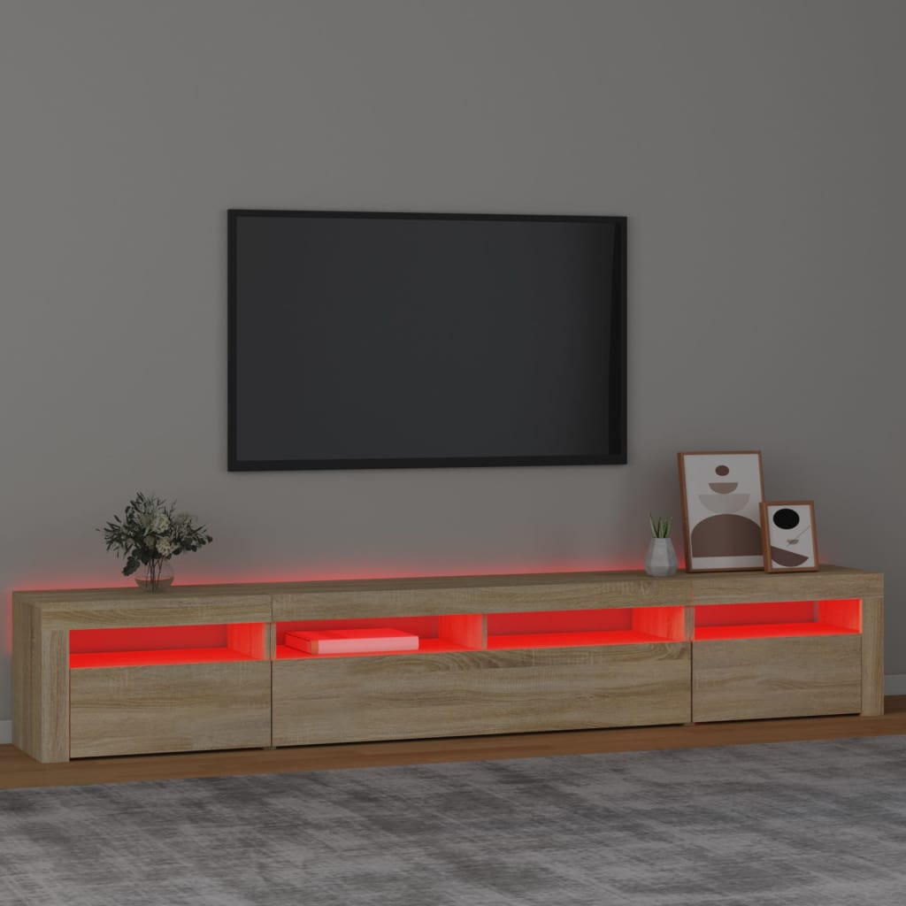 Móvel de TV com luzes LED 240x35x40 cm carvalho sonoma