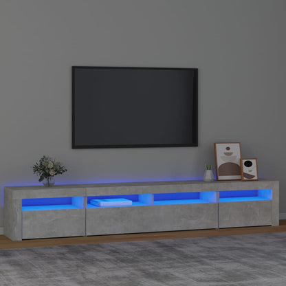 Móvel de TV com luzes LED 240x35x40 cm cinzento cimento