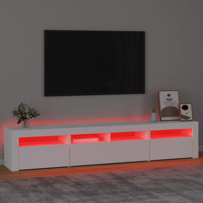 Móvel de TV com luzes LED 210x35x40 cm branco