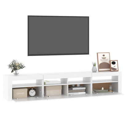 Móvel de TV com luzes LED 210x35x40 cm branco