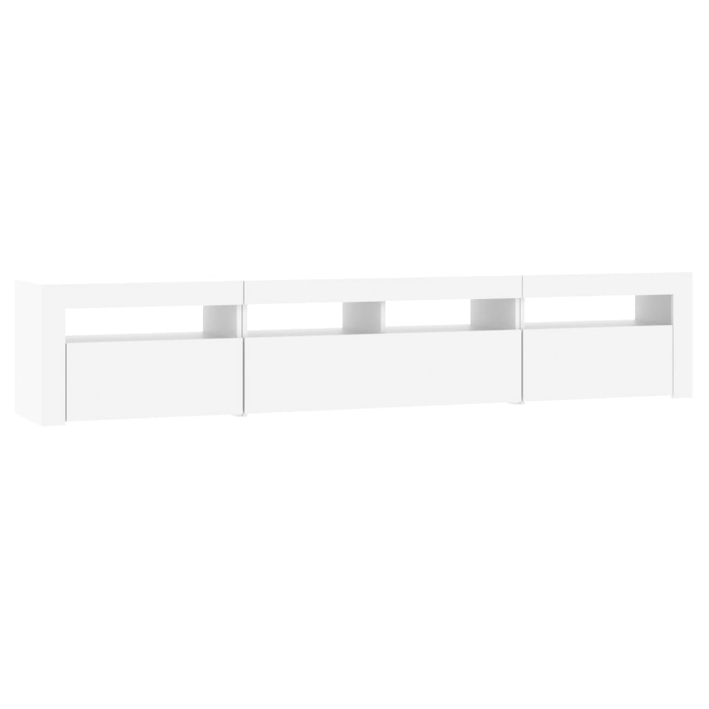 Móvel de TV com luzes LED 210x35x40 cm branco