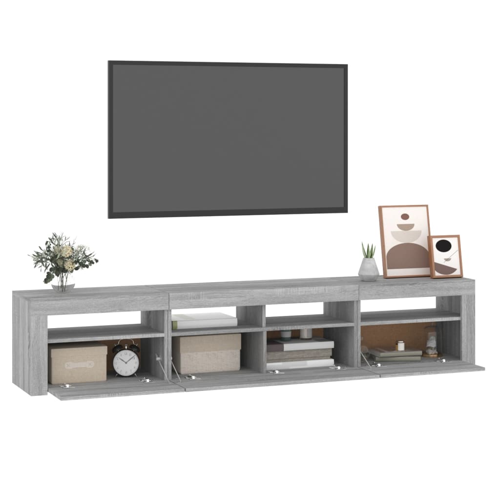 Móvel de TV com luzes LED 210x35x40 cm sonoma cinza