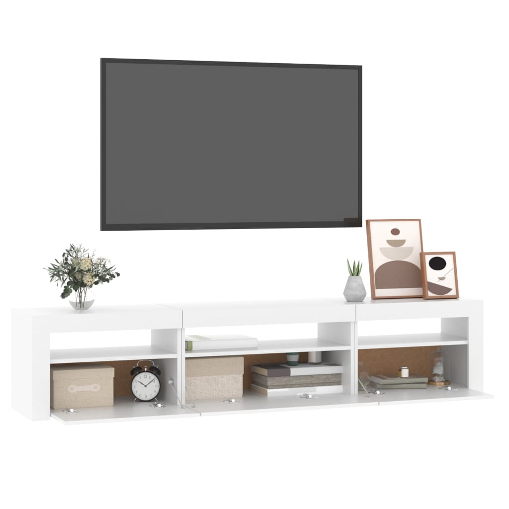 Móvel de TV com luzes LED 195x35x40 cm branco