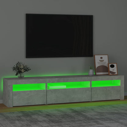 Móvel de TV com luzes LED 195x35x40 cm cinzento cimento