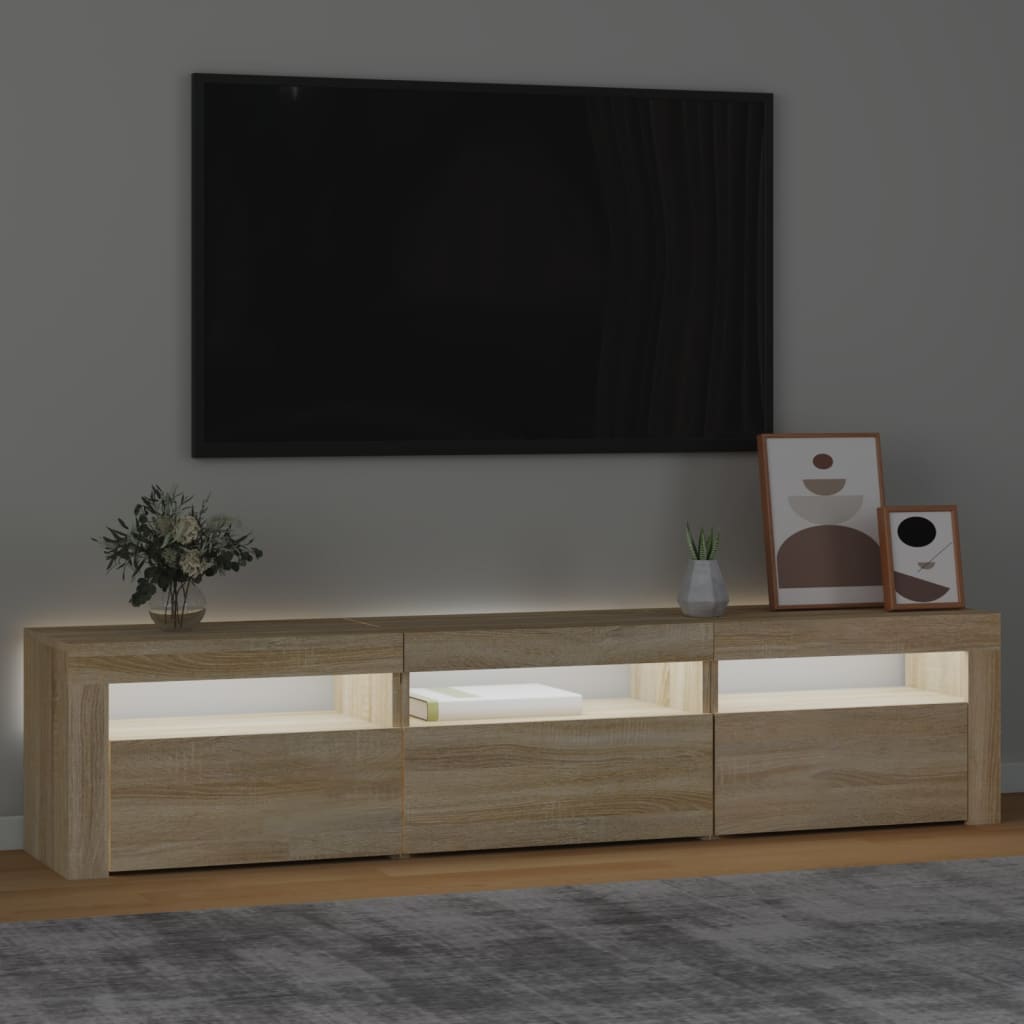 Móvel de TV com luzes LED 180x35x40 cm carvalho sonoma