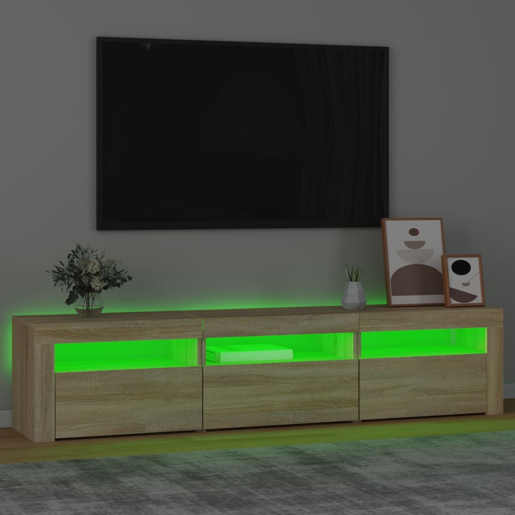 Móvel de TV com luzes LED 180x35x40 cm carvalho sonoma