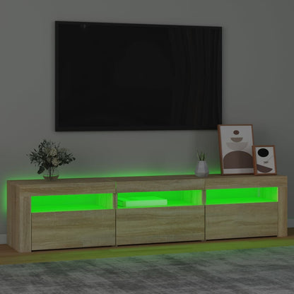 Móvel de TV com luzes LED 180x35x40 cm carvalho sonoma