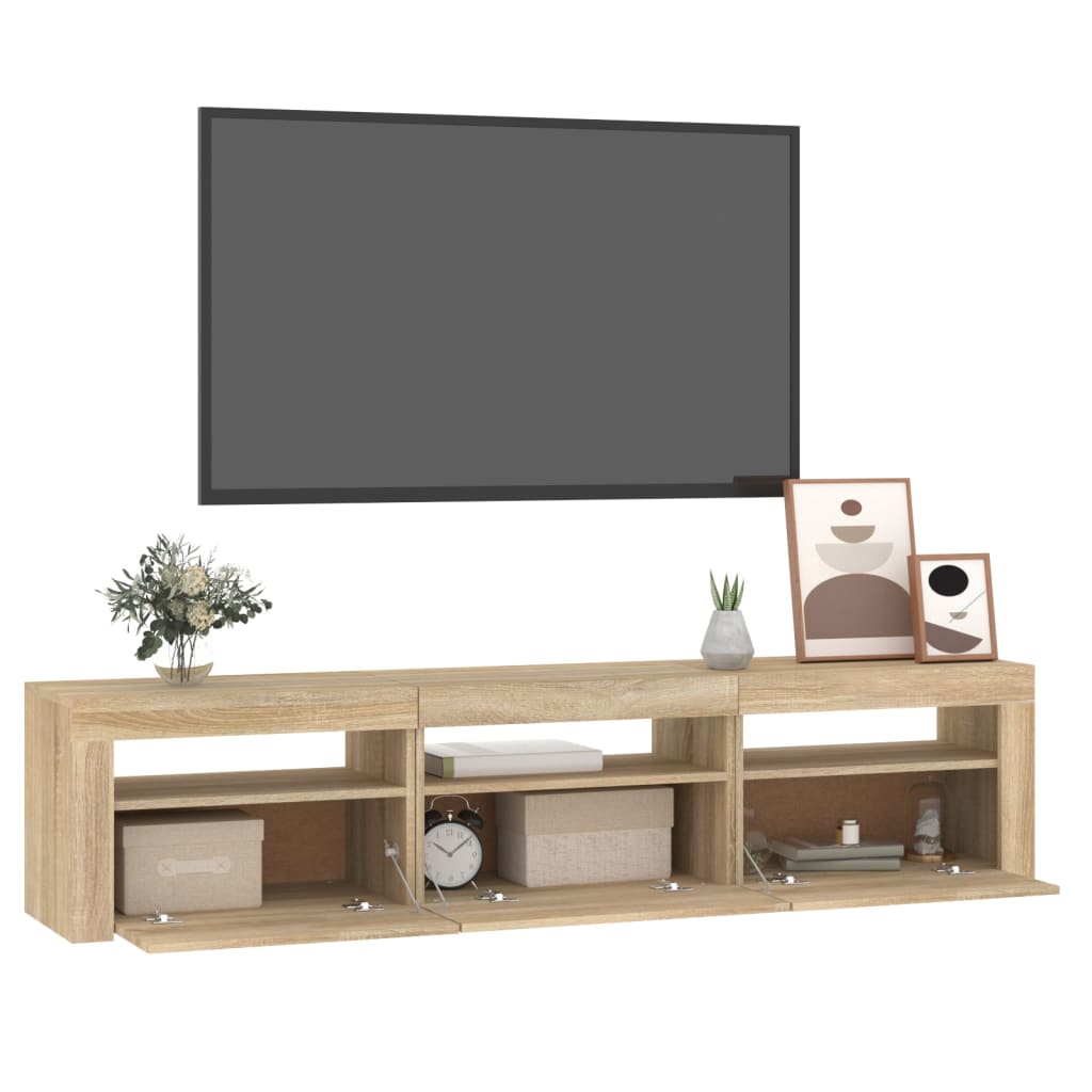 Móvel de TV com luzes LED 180x35x40 cm carvalho sonoma