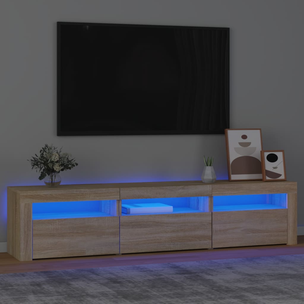 Móvel de TV com luzes LED 180x35x40 cm carvalho sonoma