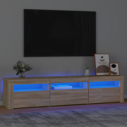 Móvel de TV com luzes LED 180x35x40 cm carvalho sonoma