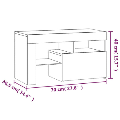 Mesas cabeceira c/ LEDs 2 pcs 70x36,5x40 cm branco