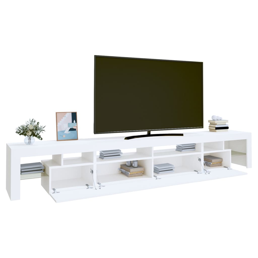 Móvel de TV Phila com Luzes LED 260 cm - Branco - Design Moderno