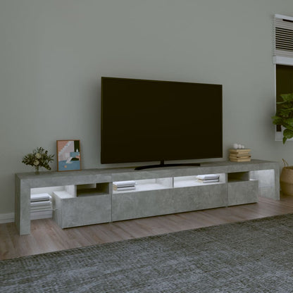 Móvel de TV Phila com Luzes LED 260 cm - Cinzento Cimento - Design Moderno