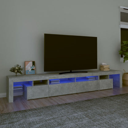 Móvel de TV Phila com Luzes LED 260 cm - Cinzento Cimento - Design Moderno