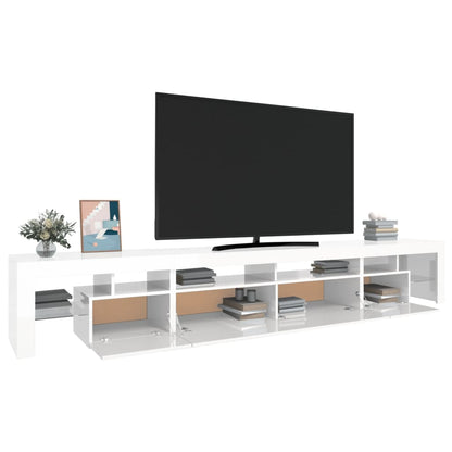 Móvel de TV com luzes LED 260x36,5x40 cm branco brilhante