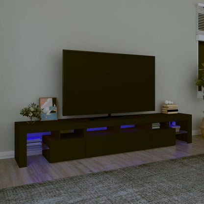 Móvel de TV com luzes LED 230x36,5x40 cm preto