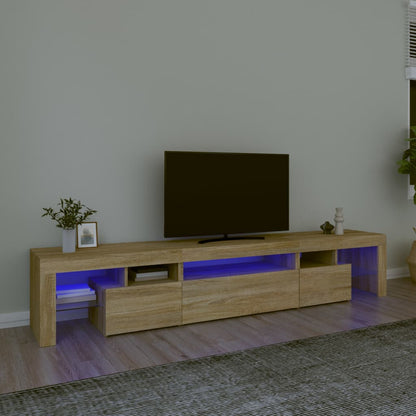 Móvel de TV com luzes LED 215x36,5x40 cm carvalho sonoma