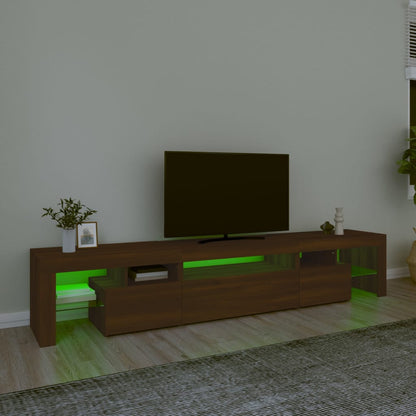 Móvel de TV com luzes LED 215x36,5x40 cm cor carvalho castanho