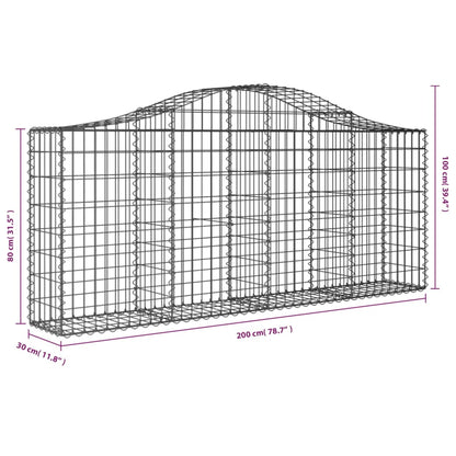 Cesto gabião arqueado 200x30x80/100 cm ferro galvanizado