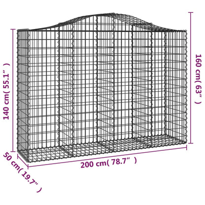 Cesto gabião arqueado 200x50x140/160 cm ferro galvanizado