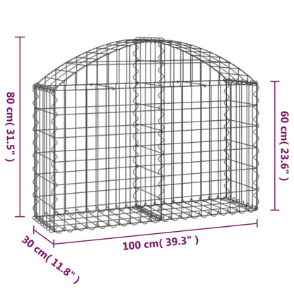 Cesto gabião arqueado 100x30x60/80 cm ferro galvanizado