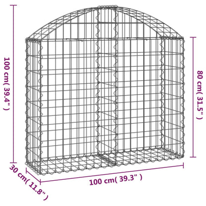 Cesto gabião arqueado 100x30x80/100 cm ferro galvanizado