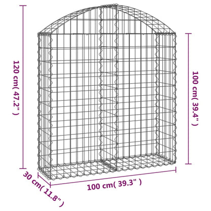 Cesto gabião arqueado 100x30x100/120 cm ferro galvanizado