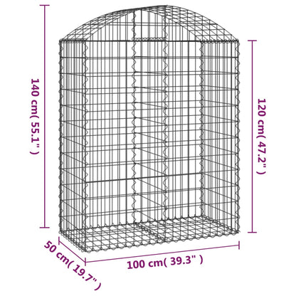 Cesto gabião arqueado 100x50x120/140 cm ferro galvanizado